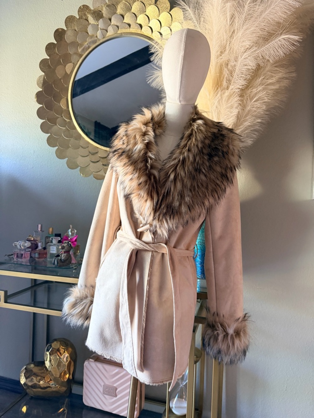 Tasha Polizzi Cream Coat with Faux Fur Trim - Picture 5 of 13